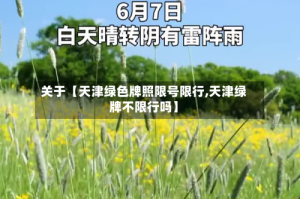关于【天津绿色牌照限号限行,天津绿牌不限行吗】