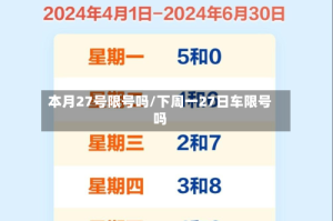 本月27号限号吗/下周一27日车限号吗