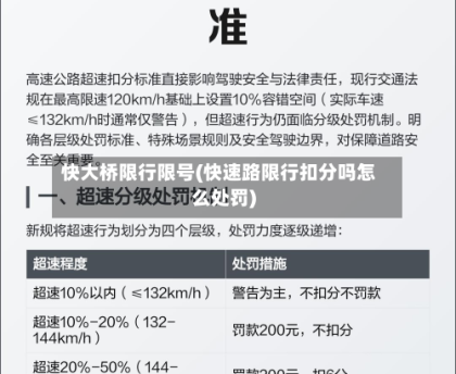 快大桥限行限号(快速路限行扣分吗怎么处罚)