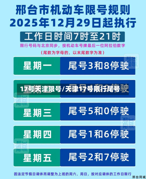 17号天津限号/天津17号限行尾号-第1张图片