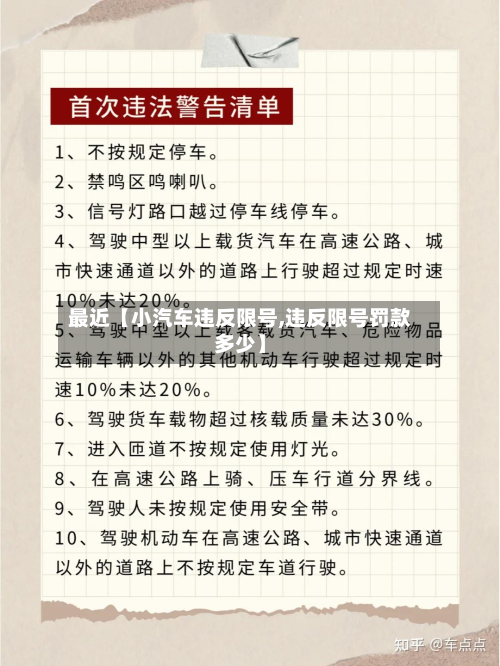 最近【小汽车违反限号,违反限号罚款多少】-第1张图片