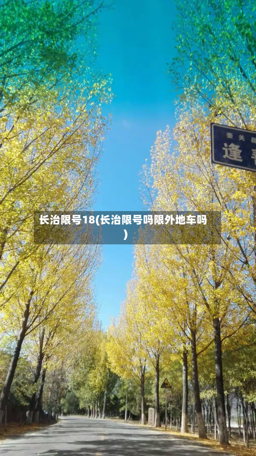 长治限号18(长治限号吗限外地车吗)-第1张图片