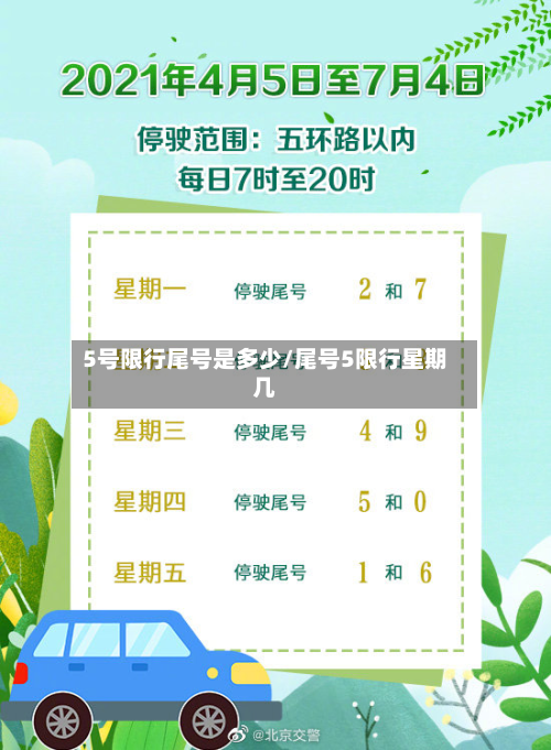 5号限行尾号是多少/尾号5限行星期几-第1张图片
